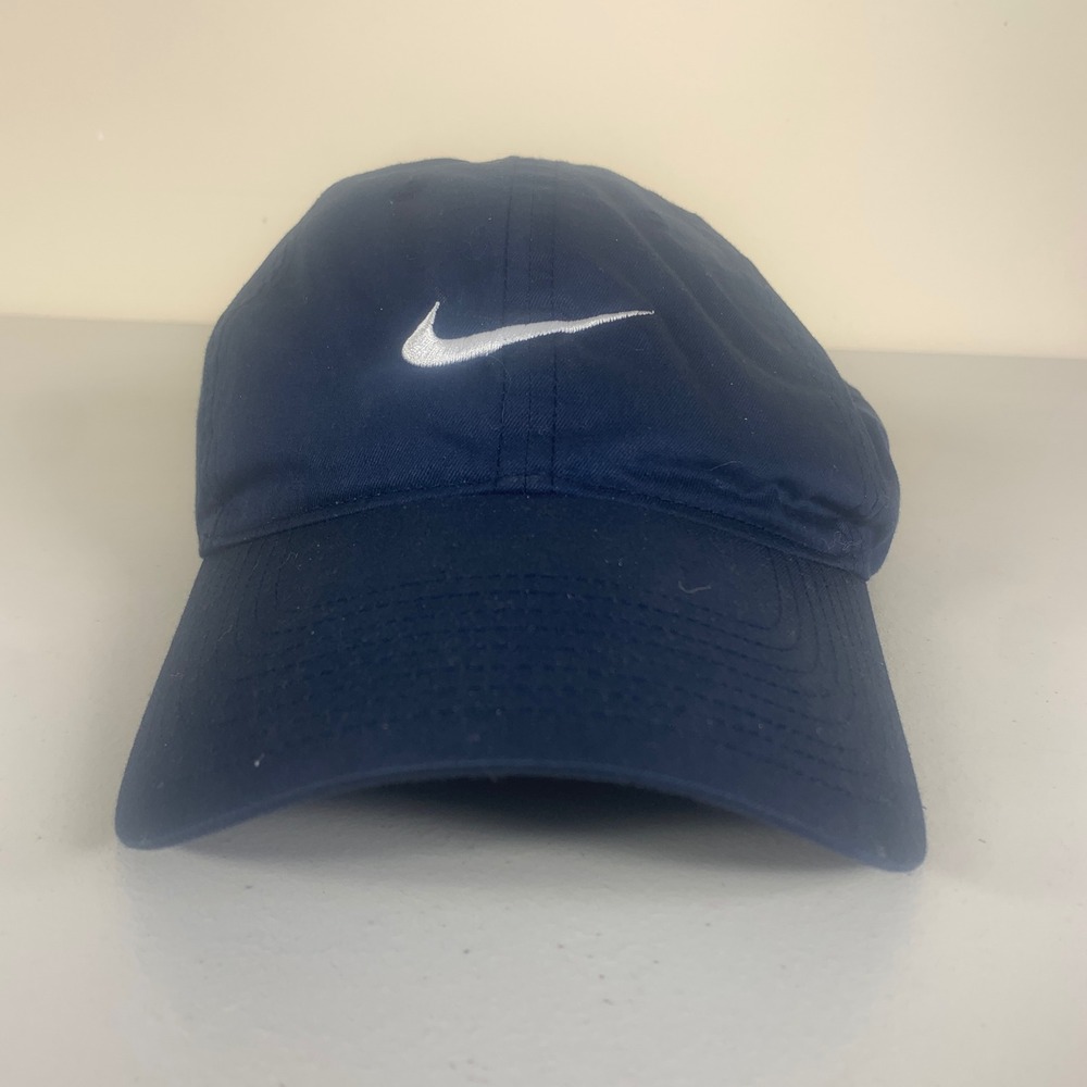 Nike Dri Fit Club Cap Navy Blue Sz M L Embroidered Swoosh Baseball Hat